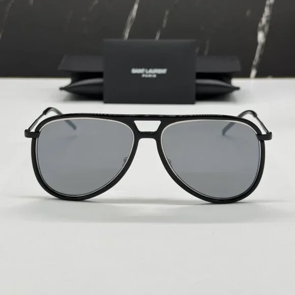 NEW SAINT LAURENT CLASSIC 11 RIM 002 BLACK AVIATOR SUNGLASSES SAINT LAURENT